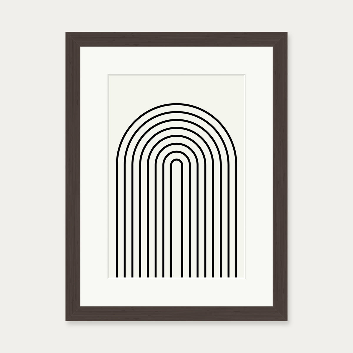 Retro Curve Art Print — 30 x 40 cm — Brown Frame