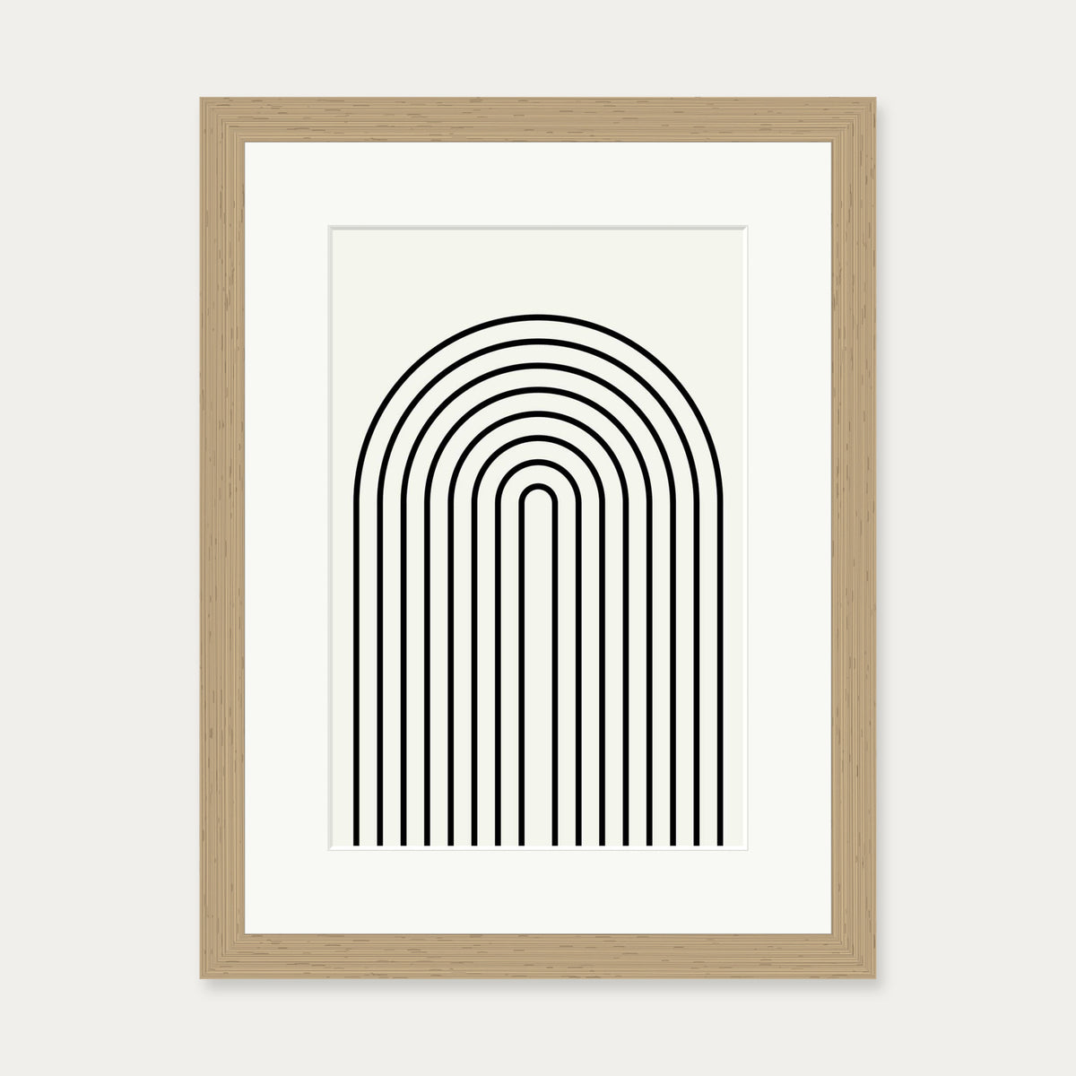 Retro Curve Art Print — 30 x 40 cm — Oak Frame