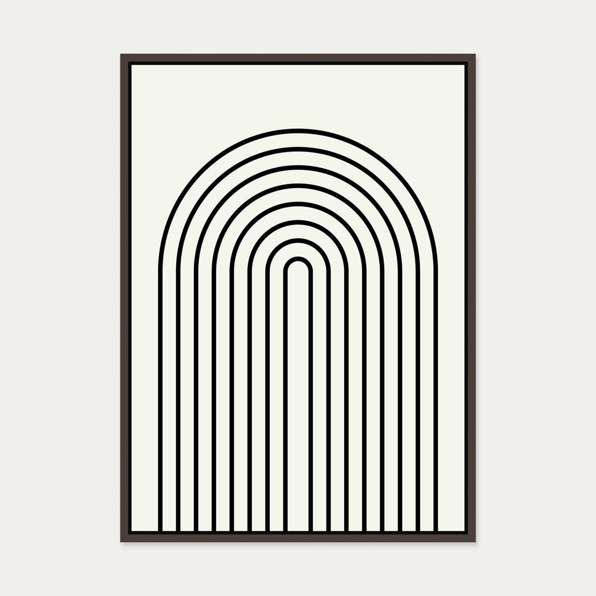 Retro Curve Canvas Art — 50 x 70 cm — Brown Frame