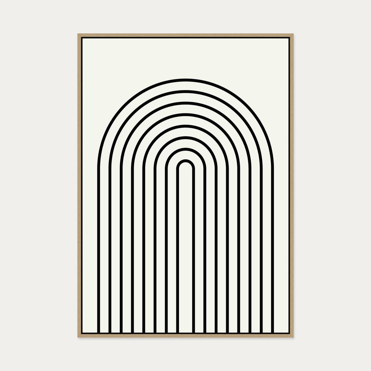 Retro Curve Canvas Art — 70 x 100 cm — Oak Frame