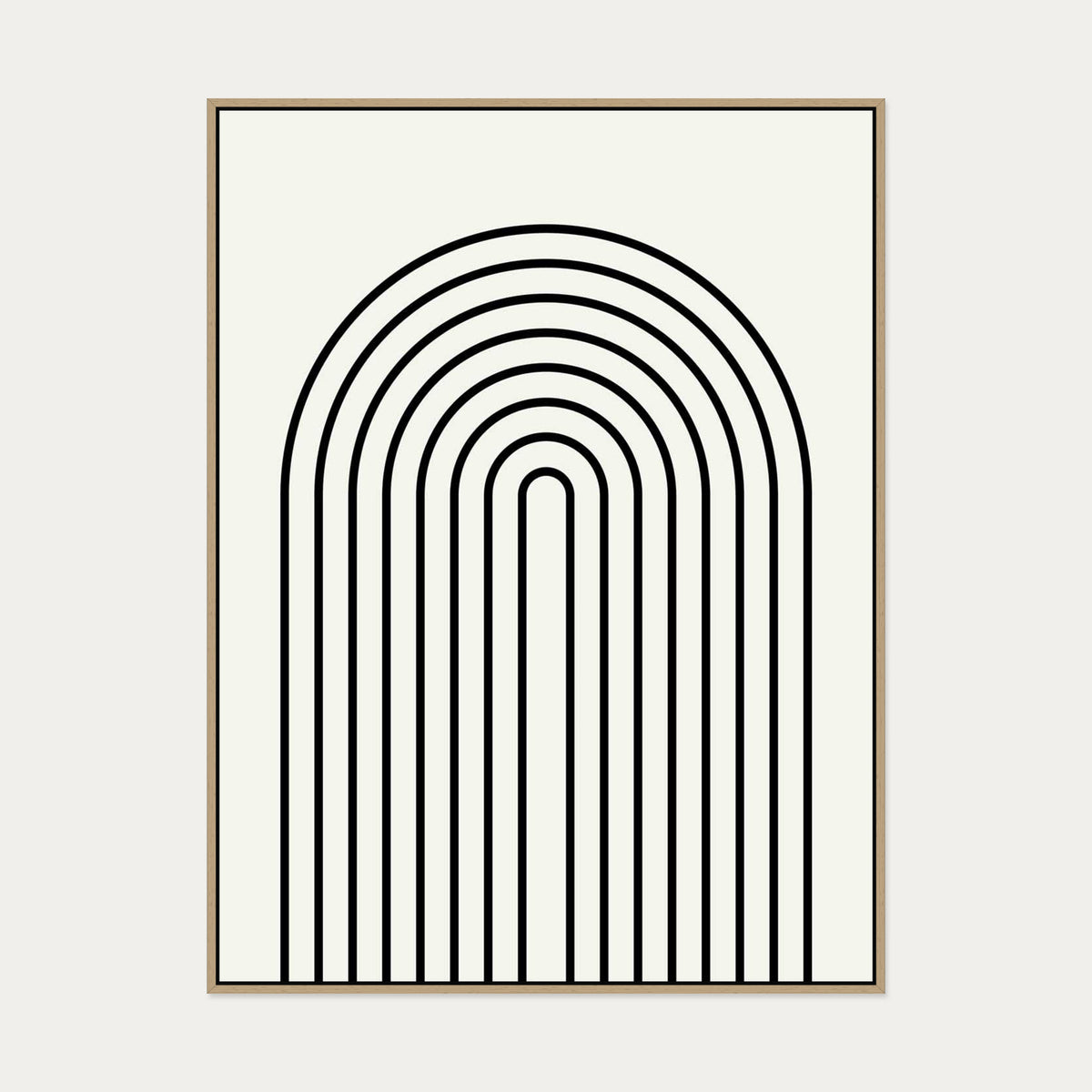 Retro Curve Canvas Art — 90 x 120 cm — Oak Frame