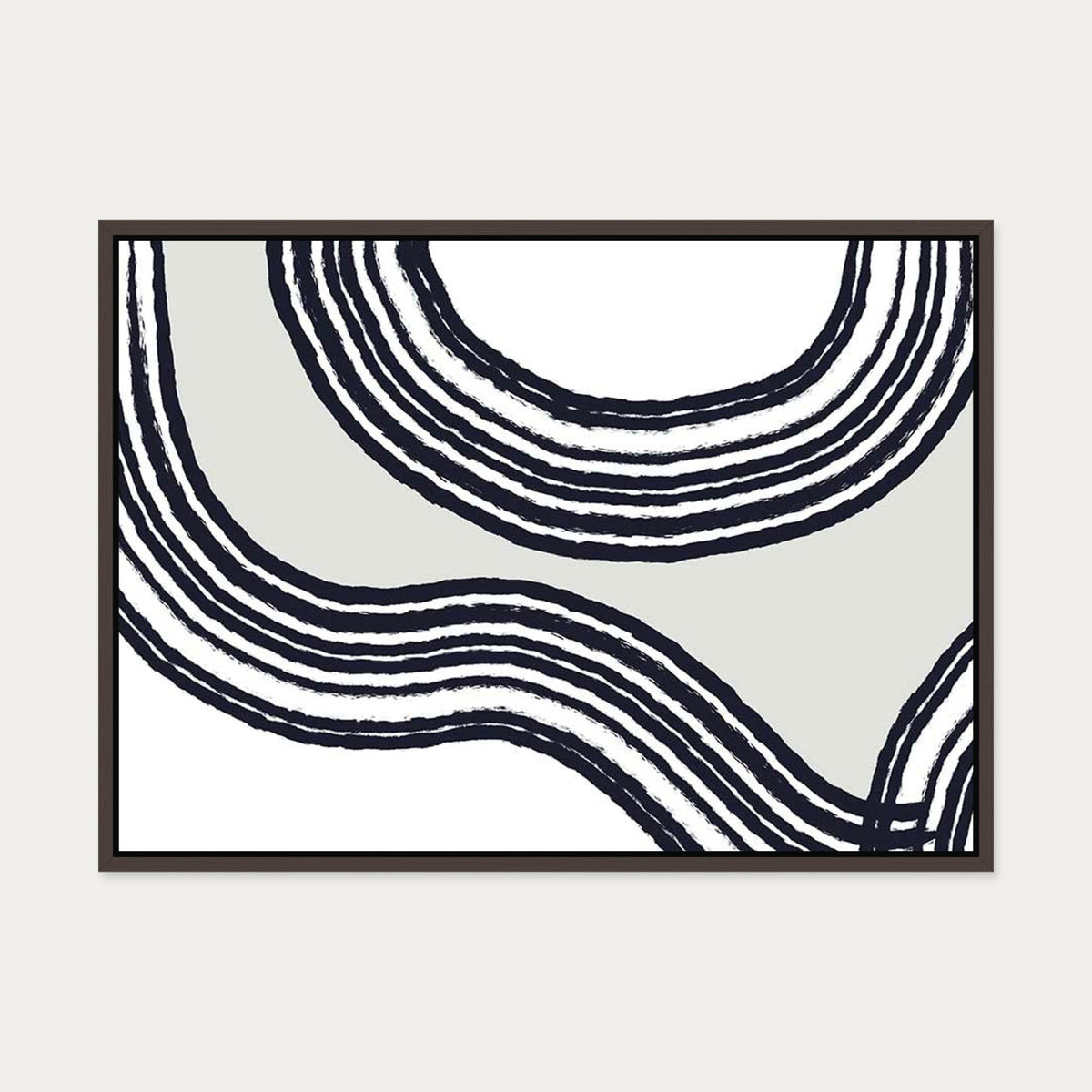 Retro Curve Canvas Art — 50 x 70 cm — Brown Frame