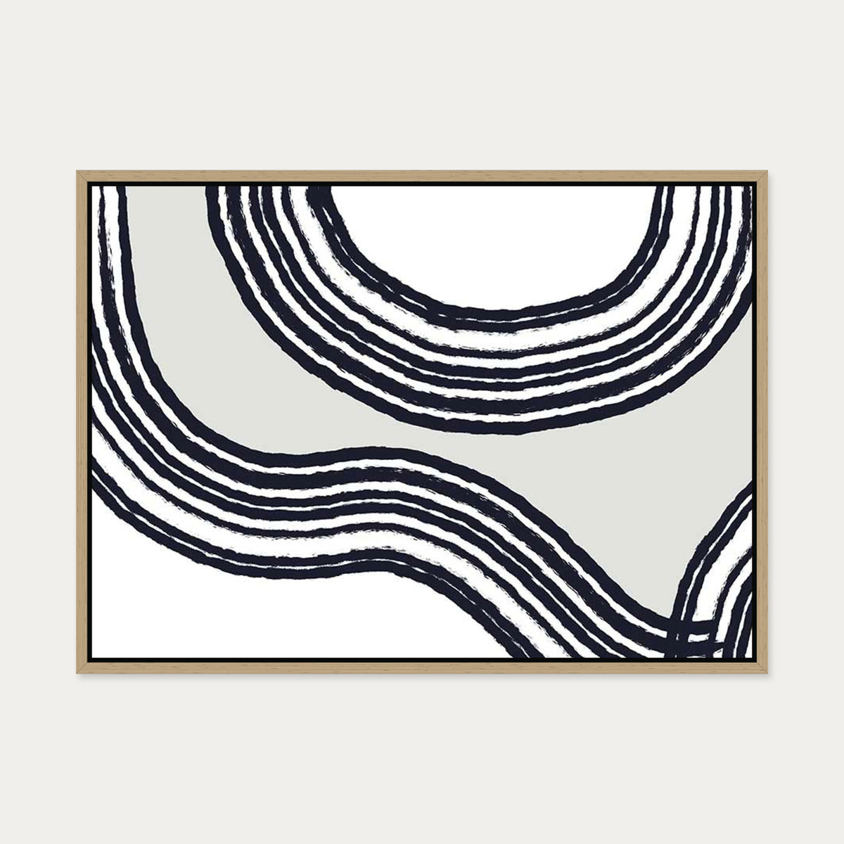 Retro Curve Canvas Art — 50 x 70 cm — Oak Frame