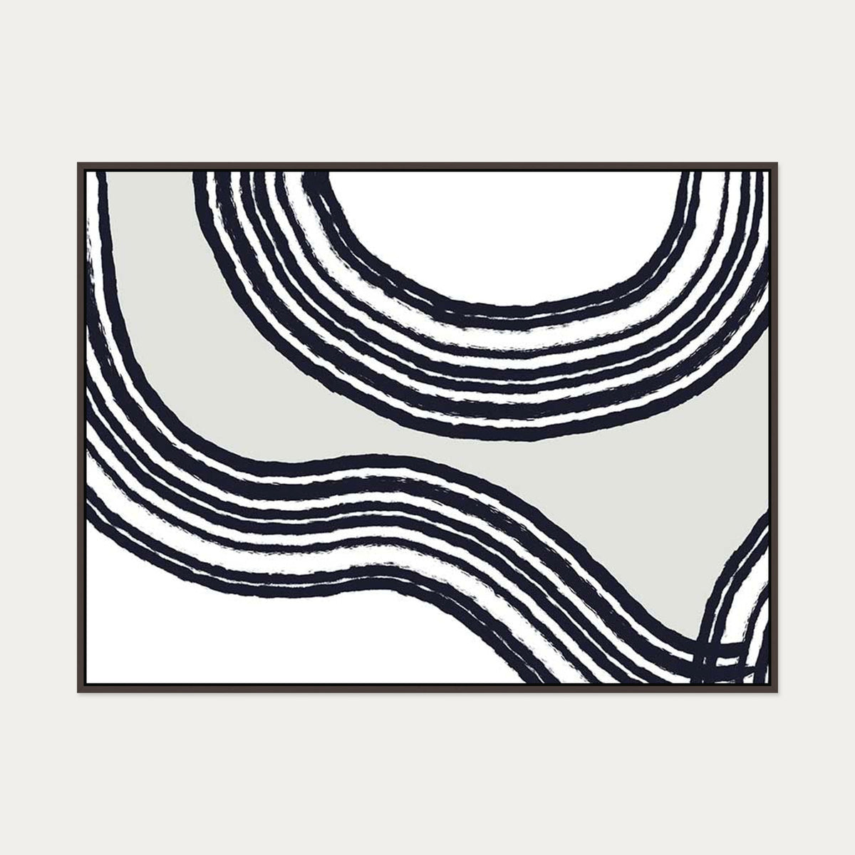 Retro Curve Canvas Art — 90 x 120 cm — Brown Frame