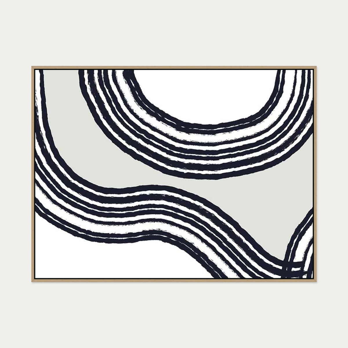 Retro Curve Canvas Art — 90 x 120 cm — Oak Frame