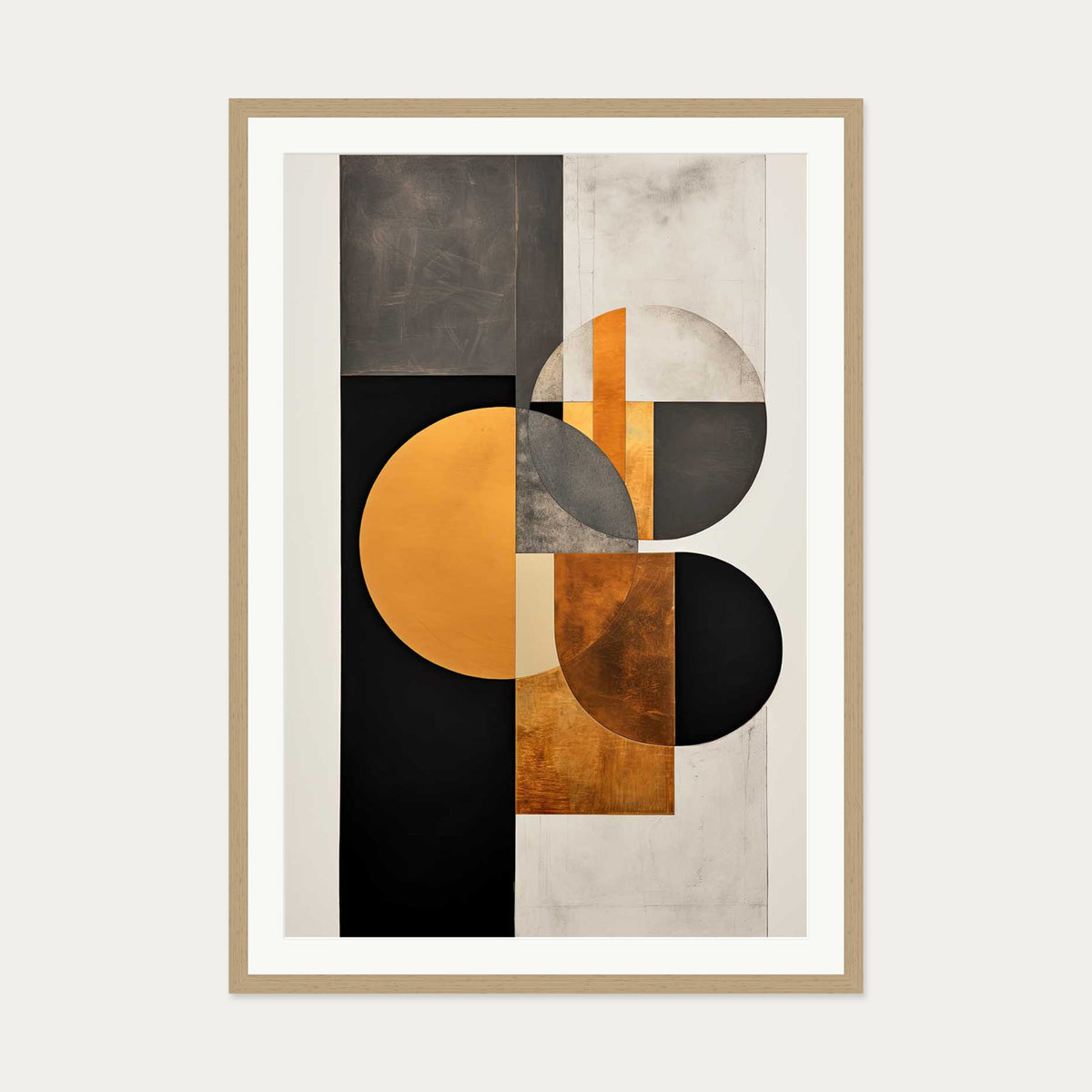 Retro Geometries Art Print — 70 x 100 cm — Oak Frame