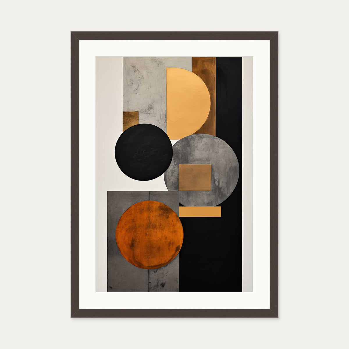 Retro Geometries II Art Print — 50 x 70 cm — Brown Frame