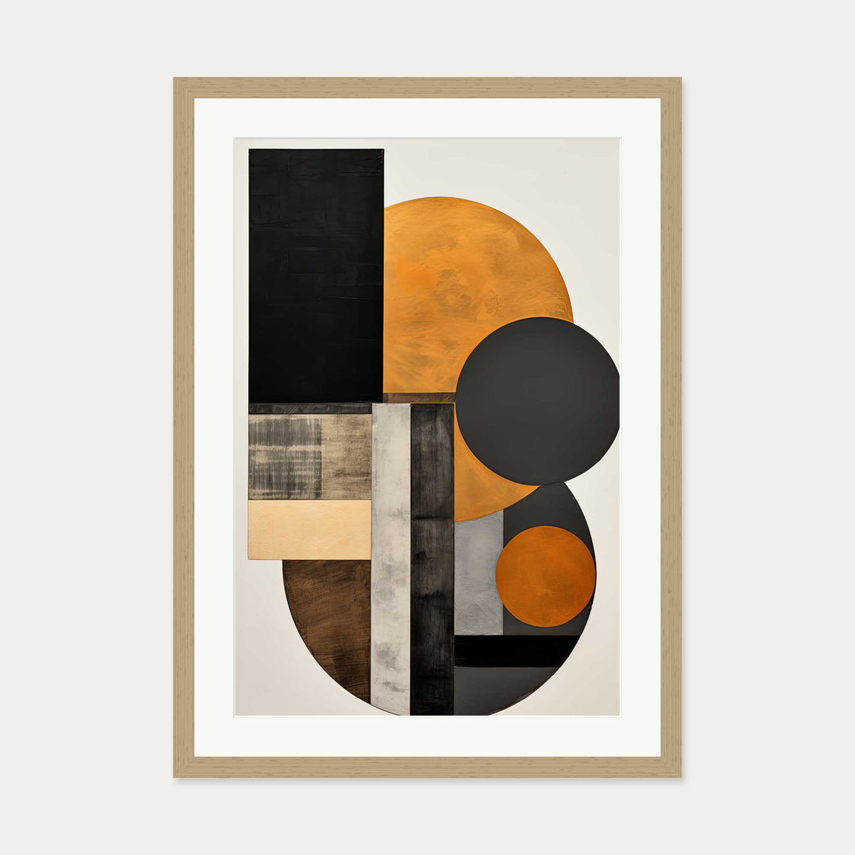 Retro Geometries III Art Print — 50 x 70 cm — Oak Frame