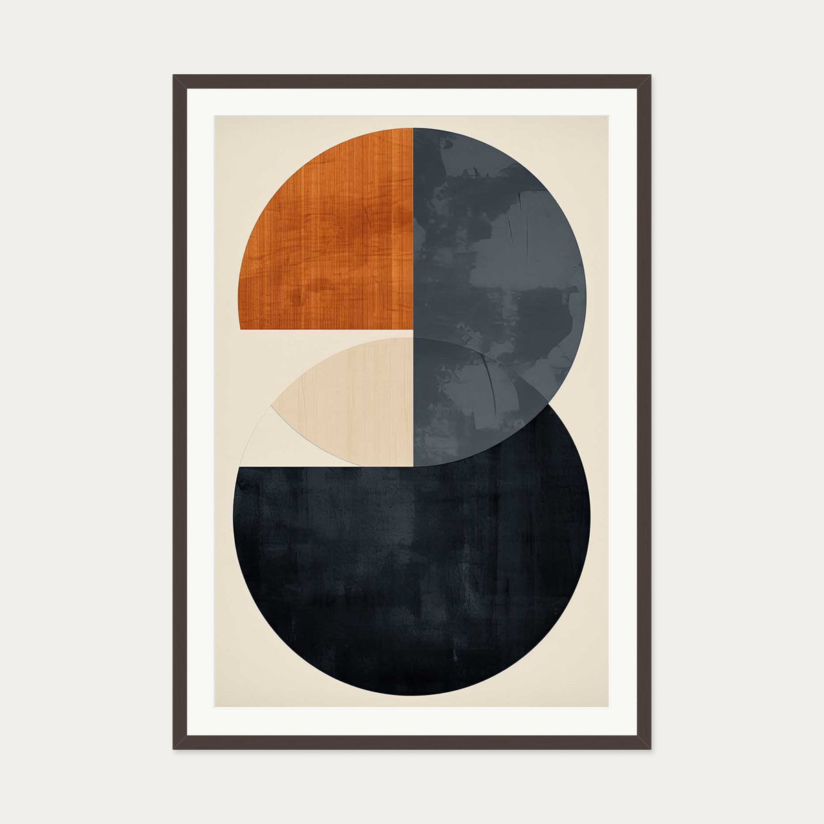 Retro Geometries VI Art Print — 70 x 100 cm — Brown Frame