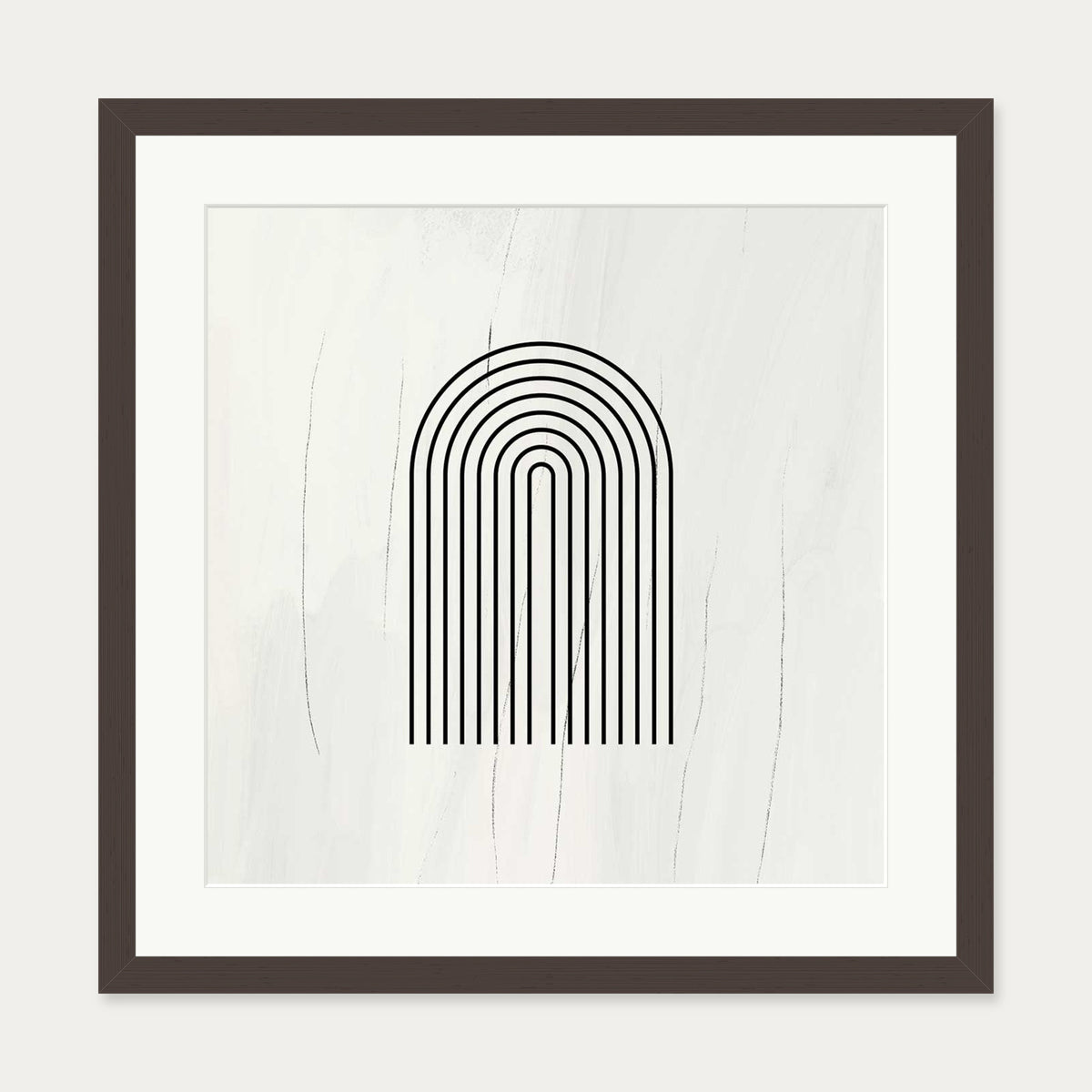 Retro Lines Beige Art Print — 50 x 50 cm — Brown Frame