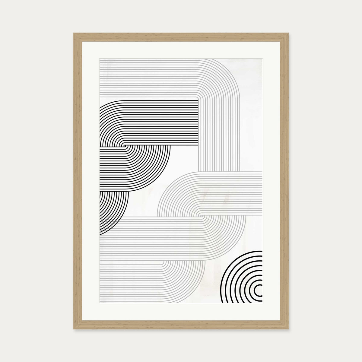 Retro Pattern Art Print — 50 x 70 cm — Oak Frame