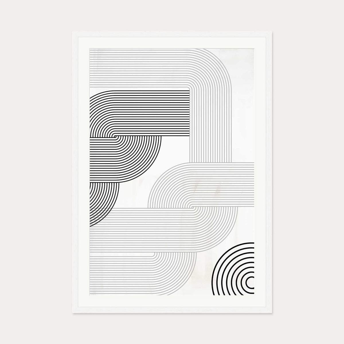 Retro Pattern Art Print — 70 x 100 cm — White Frame
