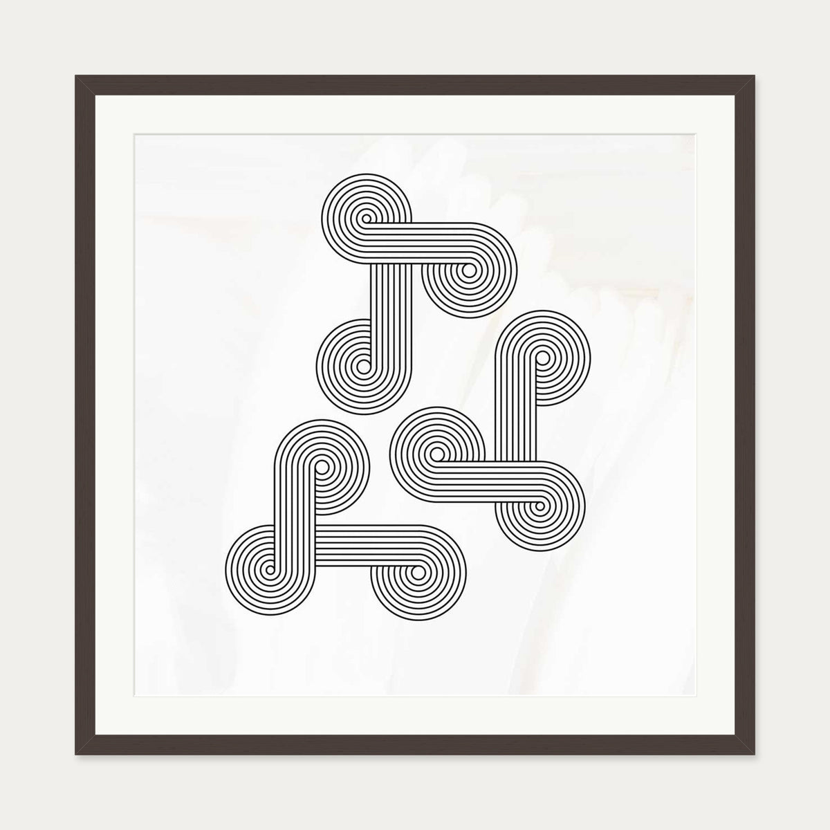 Retro Vintage Art Print — 70 x 70 cm — Brown Frame