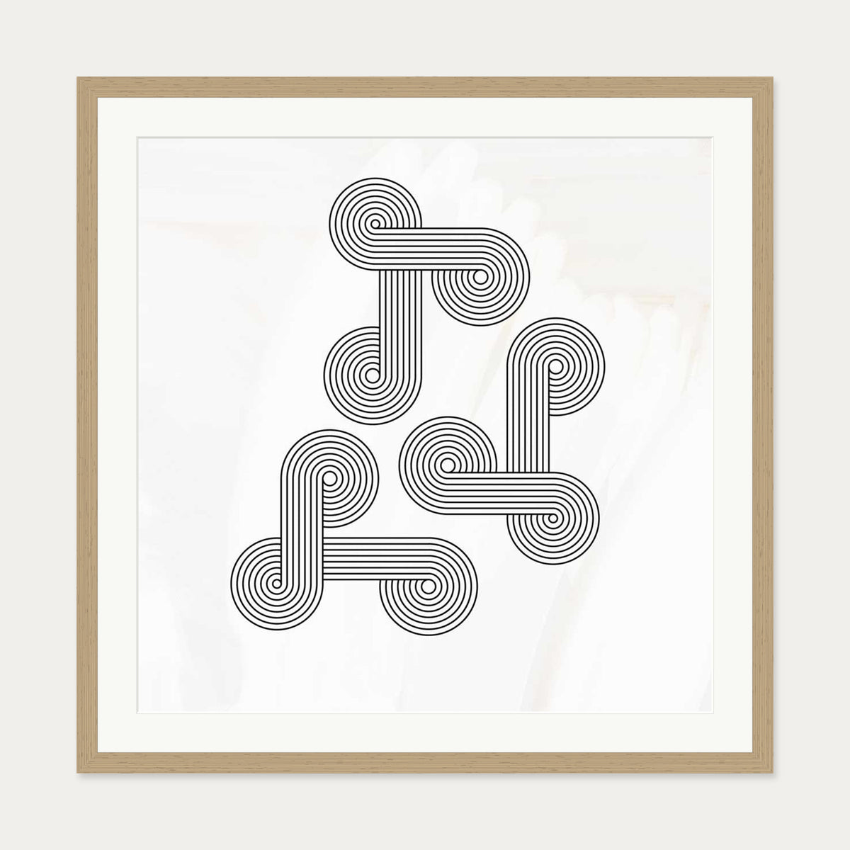 Retro Vintage Art Print — 70 x 70 cm — Oak Frame