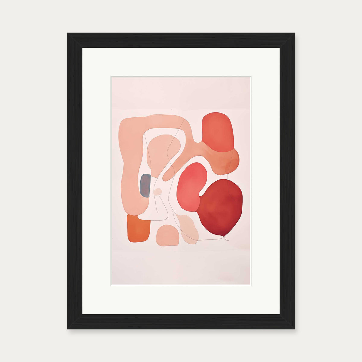Revolving Shapes In Red Art Print — 30 x 40 cm — Black Frame