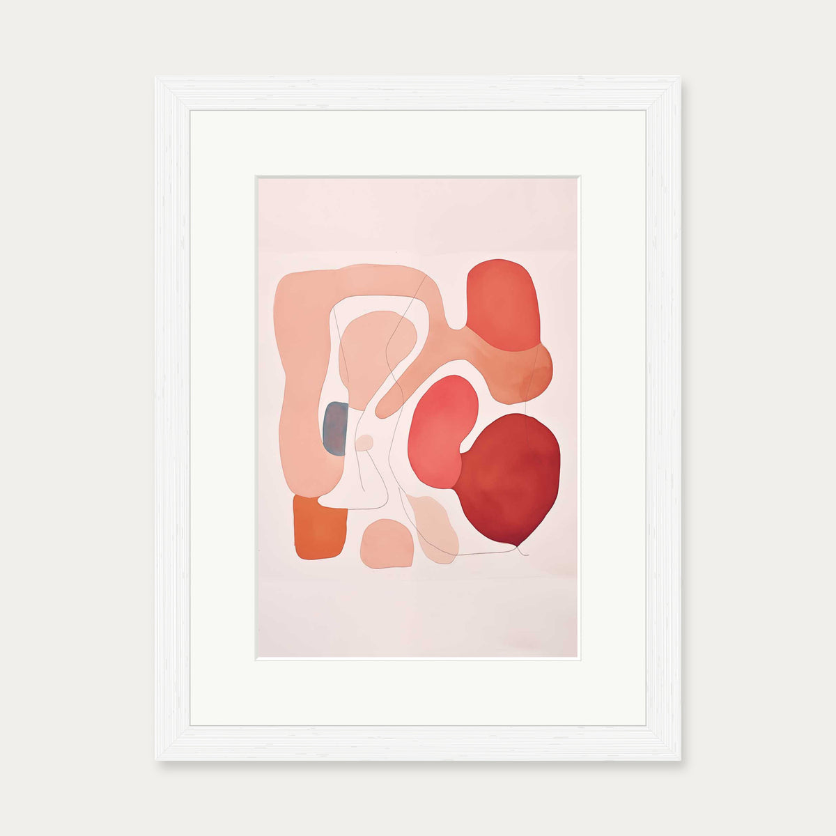 Revolving Shapes In Red Art Print — 30 x 40 cm — White Frame