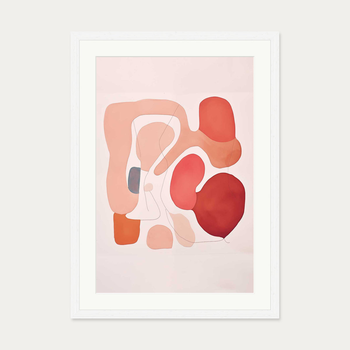 Revolving Shapes In Red Art Print — 50 x 70 cm — White Frame