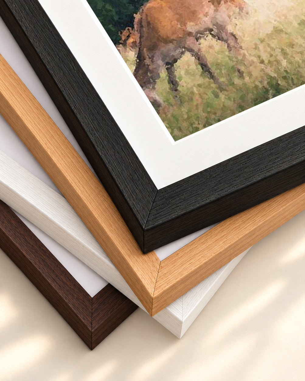 Richmond Park Impressionist Art Print — framed print corner with 5 cm mount and bevel