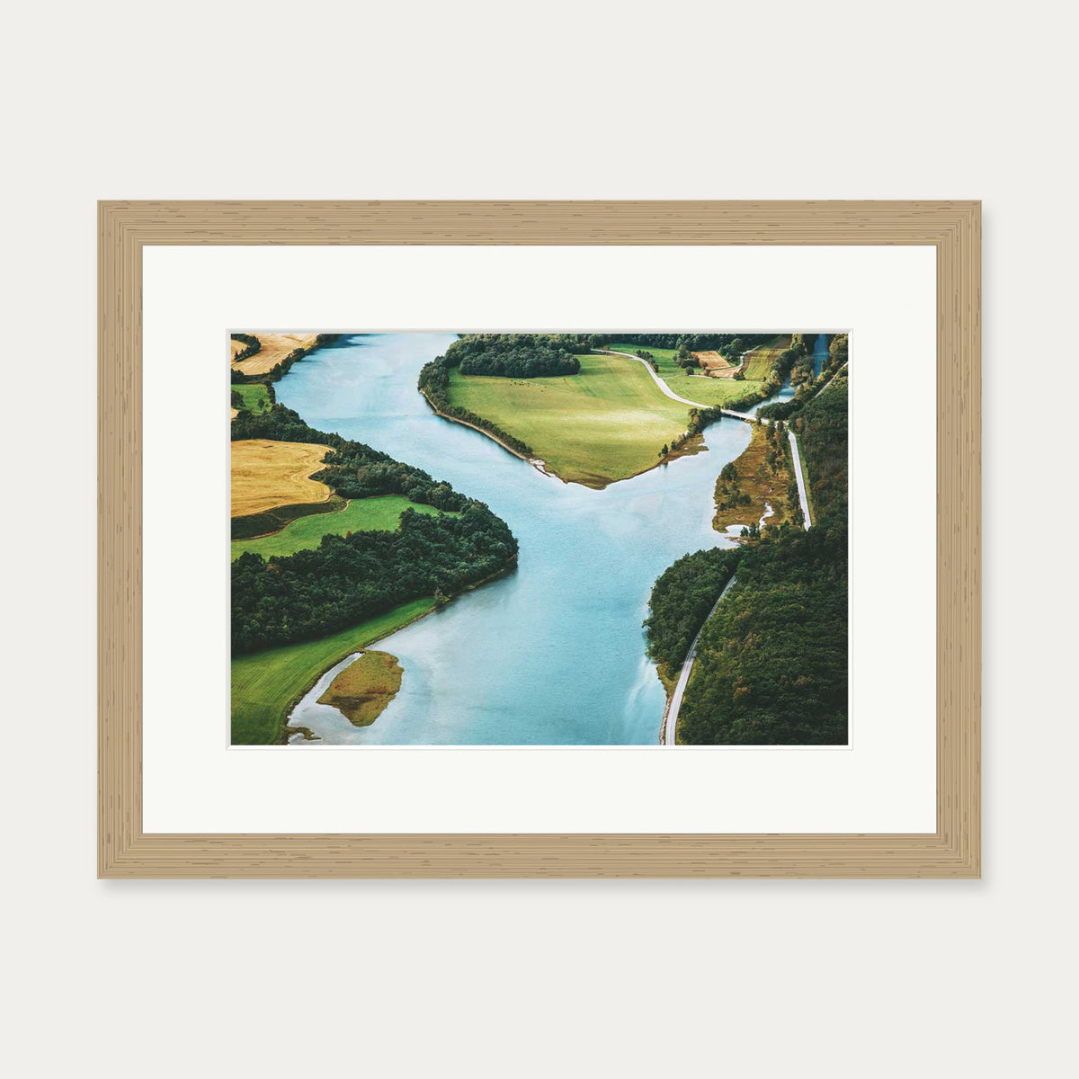 River Flow II Wall Art Print — 30 x 40 cm — Oak Frame