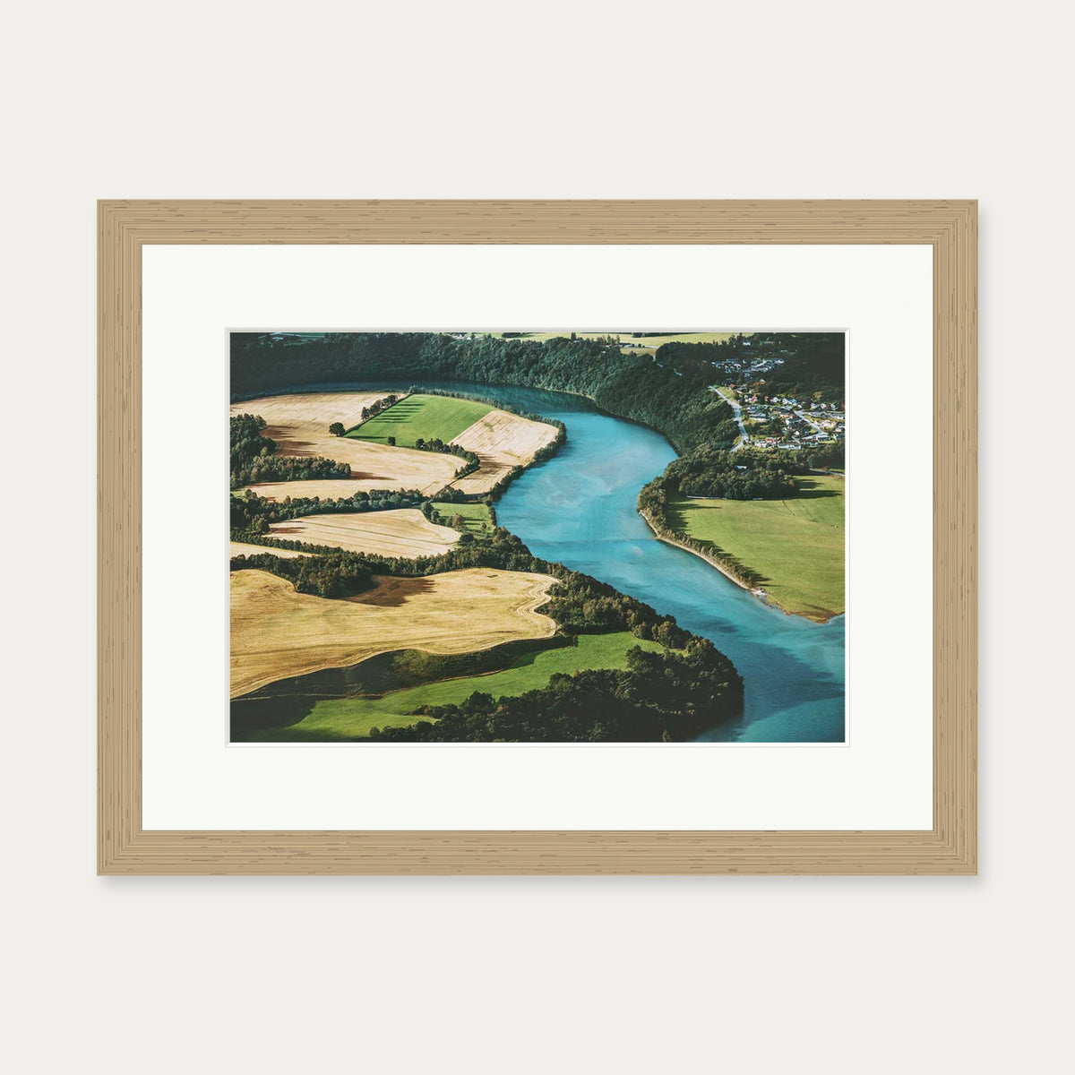 River Flow Wall Art Print — 30 x 40 cm — Oak Frame