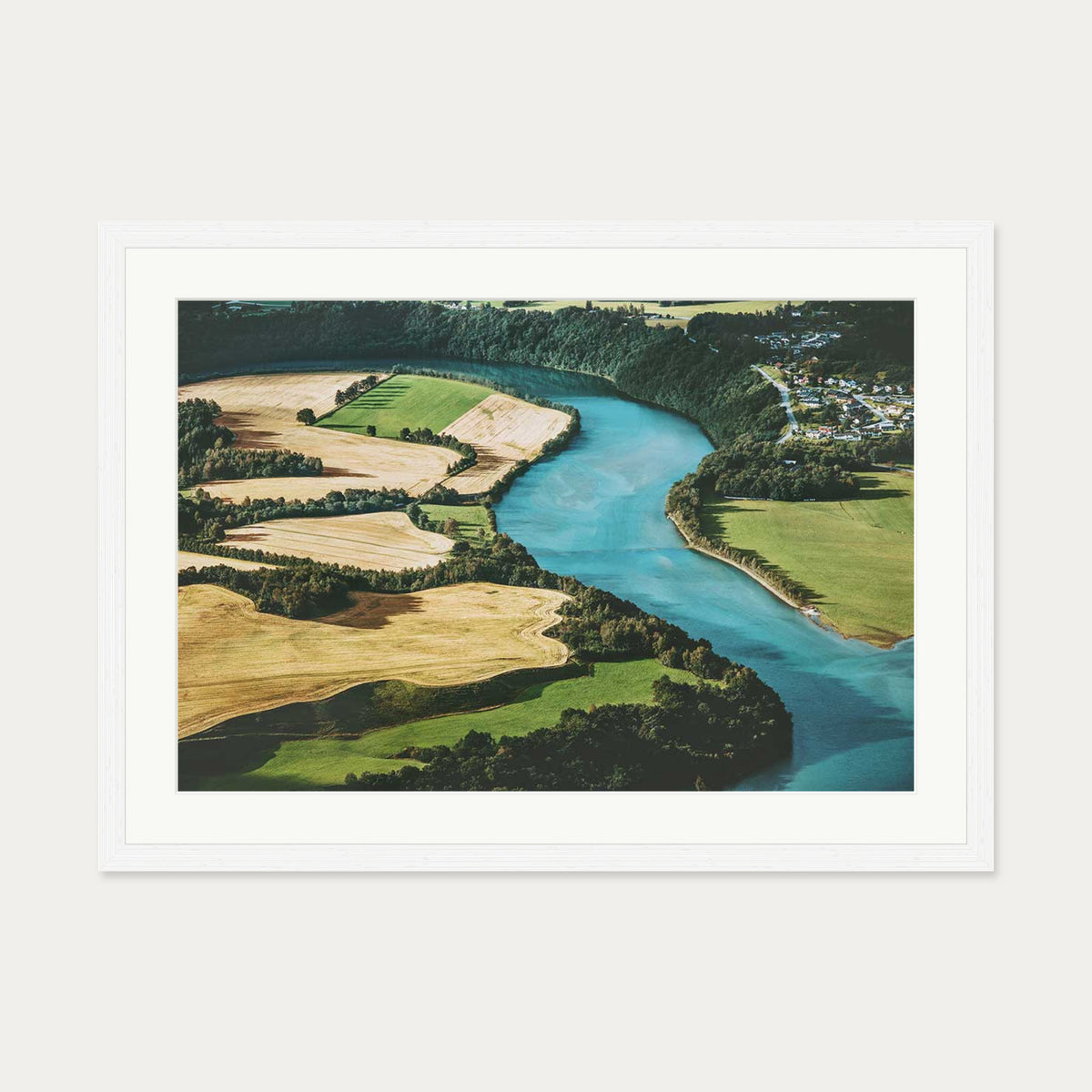 River Flow Wall Art Print — 50 x 70 cm — White Frame