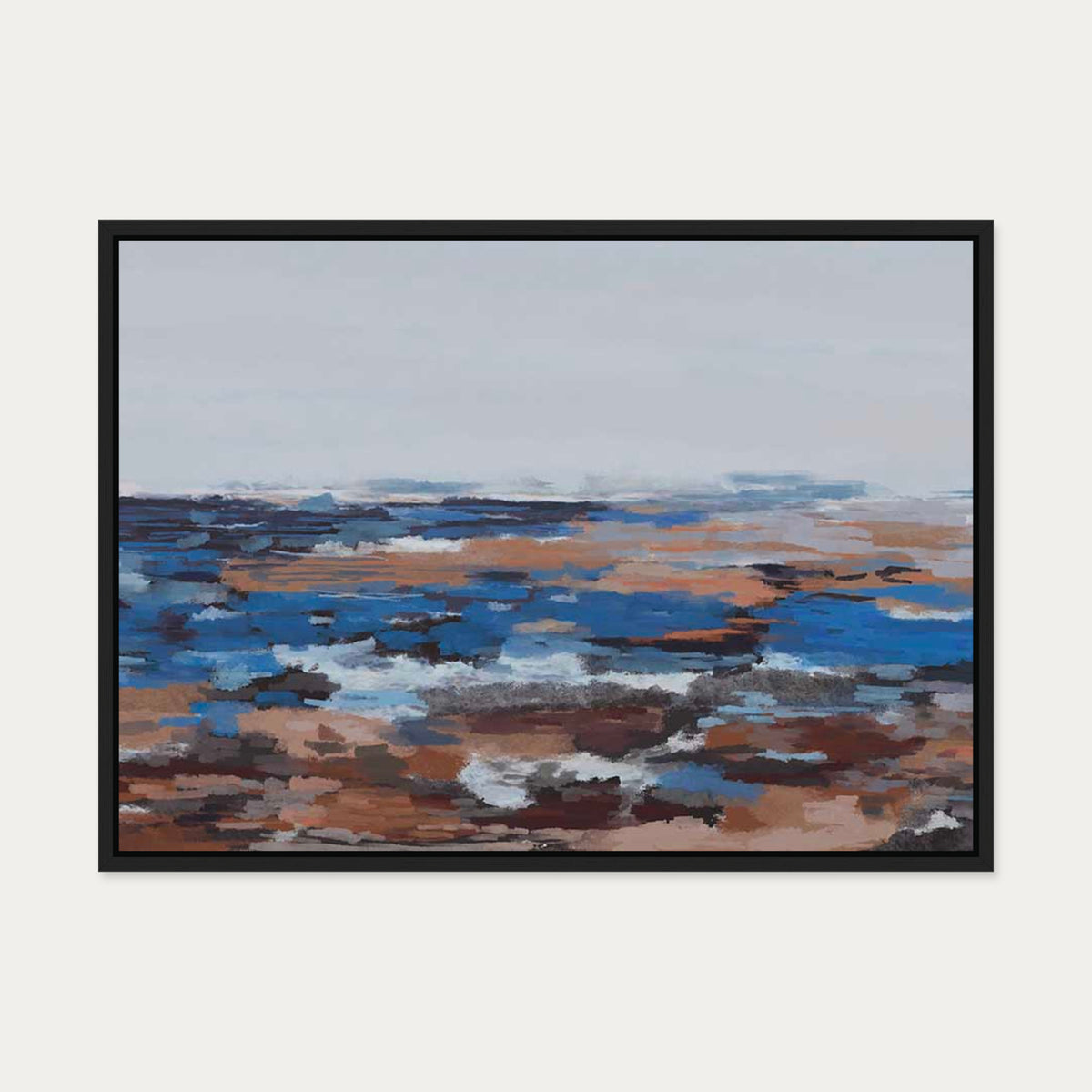 River Landscape Canvas Art — 50 x 70 cm — Black Frame