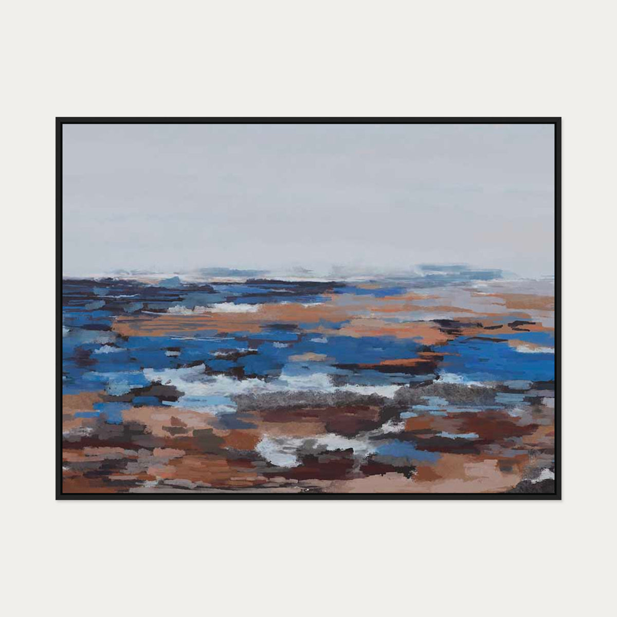 River Landscape Canvas Art — 90 x 120 cm — Black Frame