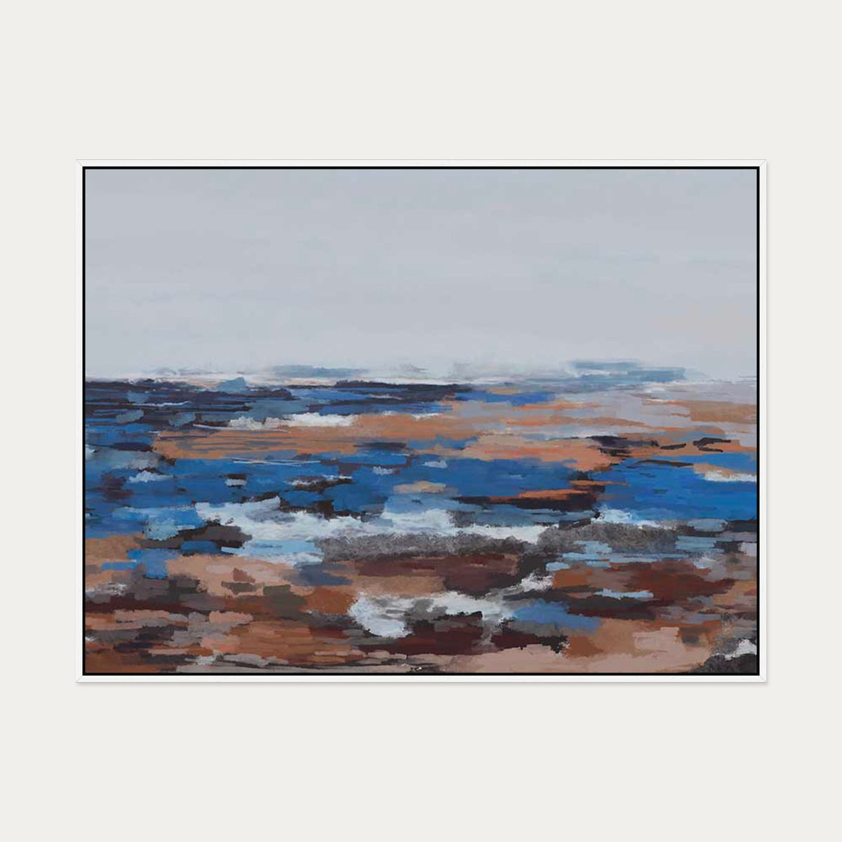 River Landscape Canvas Art — 90 x 120 cm — White Frame