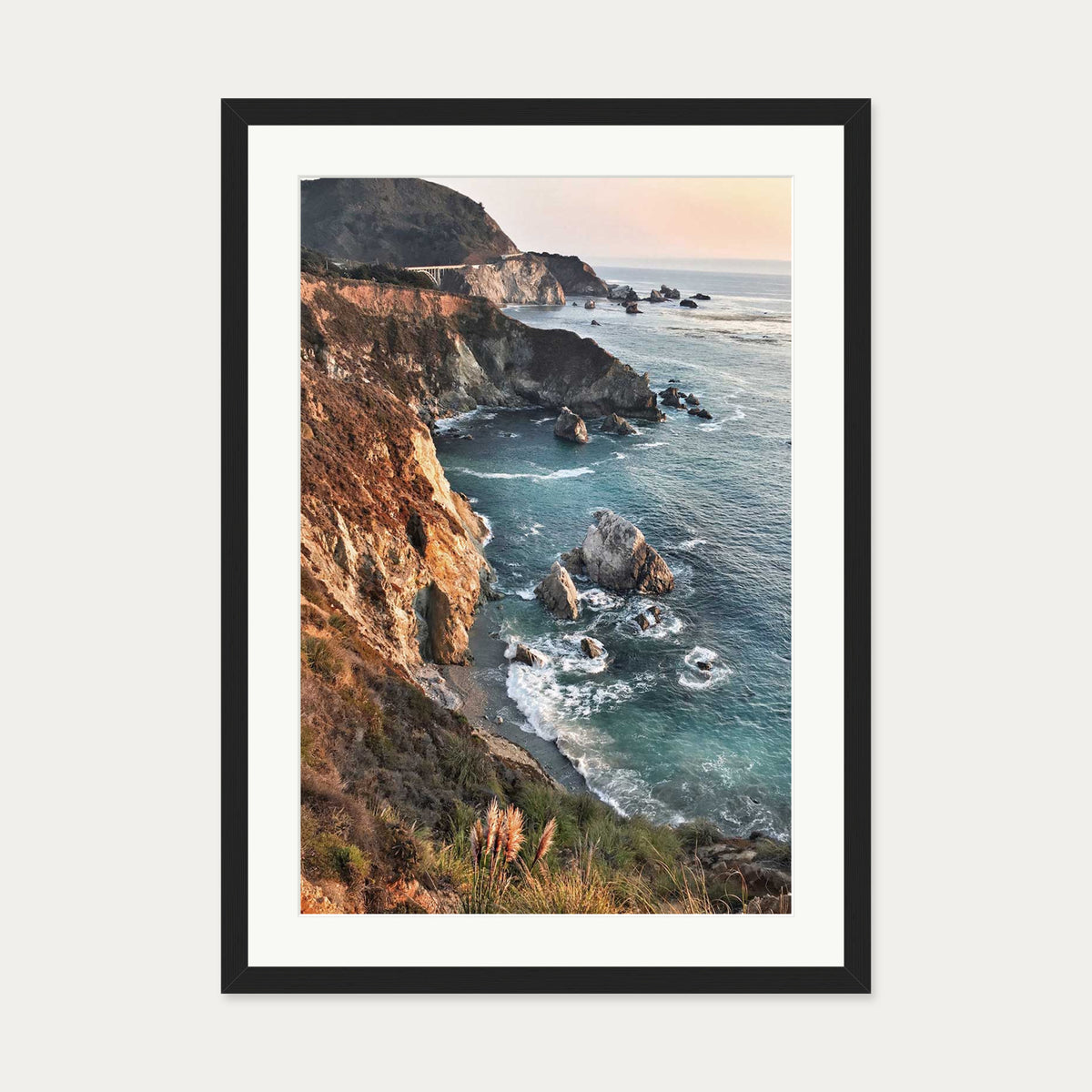 Rocky Coastline Wall Art Print — 50 x 70 cm — Black Frame