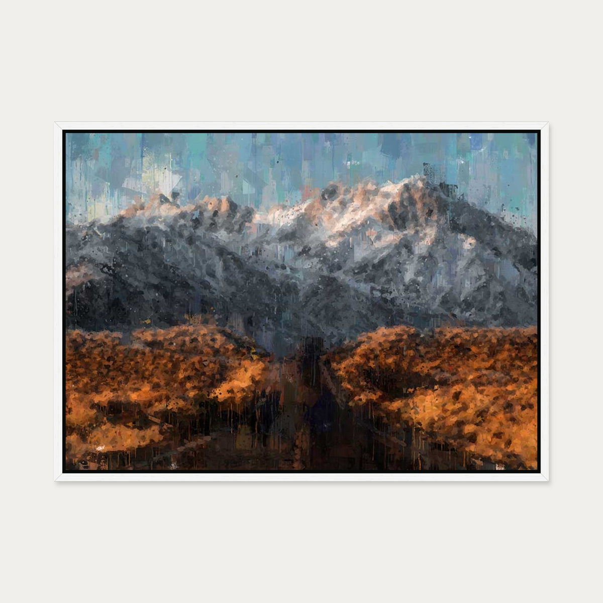 Rocky Mountains Fine Art Canvas Art — 50 x 70 cm — White Frame