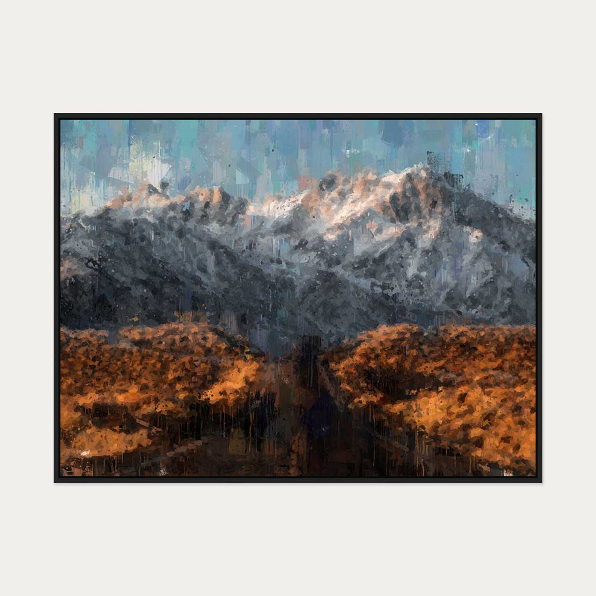 Rocky Mountains Fine Art Canvas Art — 90 x 120 cm — Black Frame