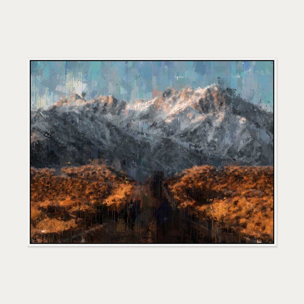 Rocky Mountains Fine Art Canvas Art — 90 x 120 cm — White Frame