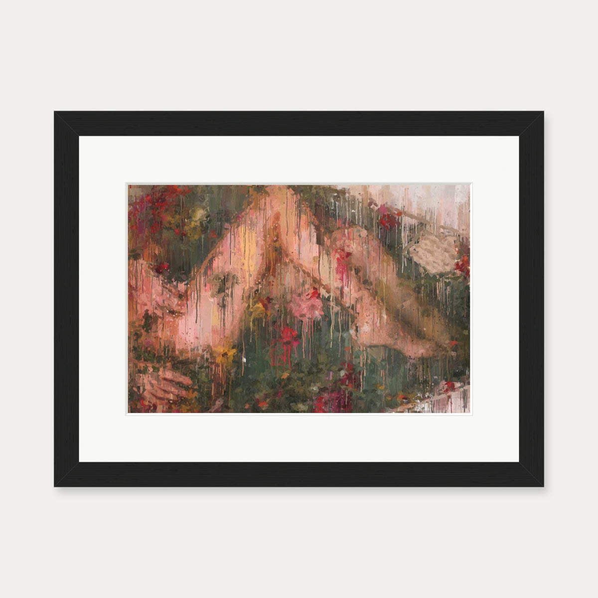 Rose Bath Art Print — 30 x 40 cm — Black Frame
