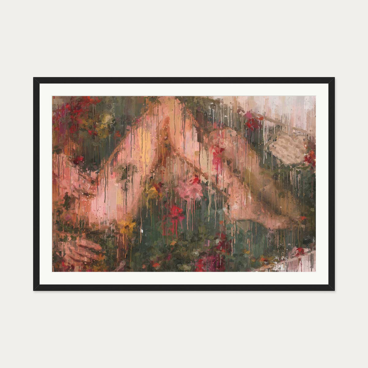 Rose Bath Art Print — 70 x 100 cm — Black Frame