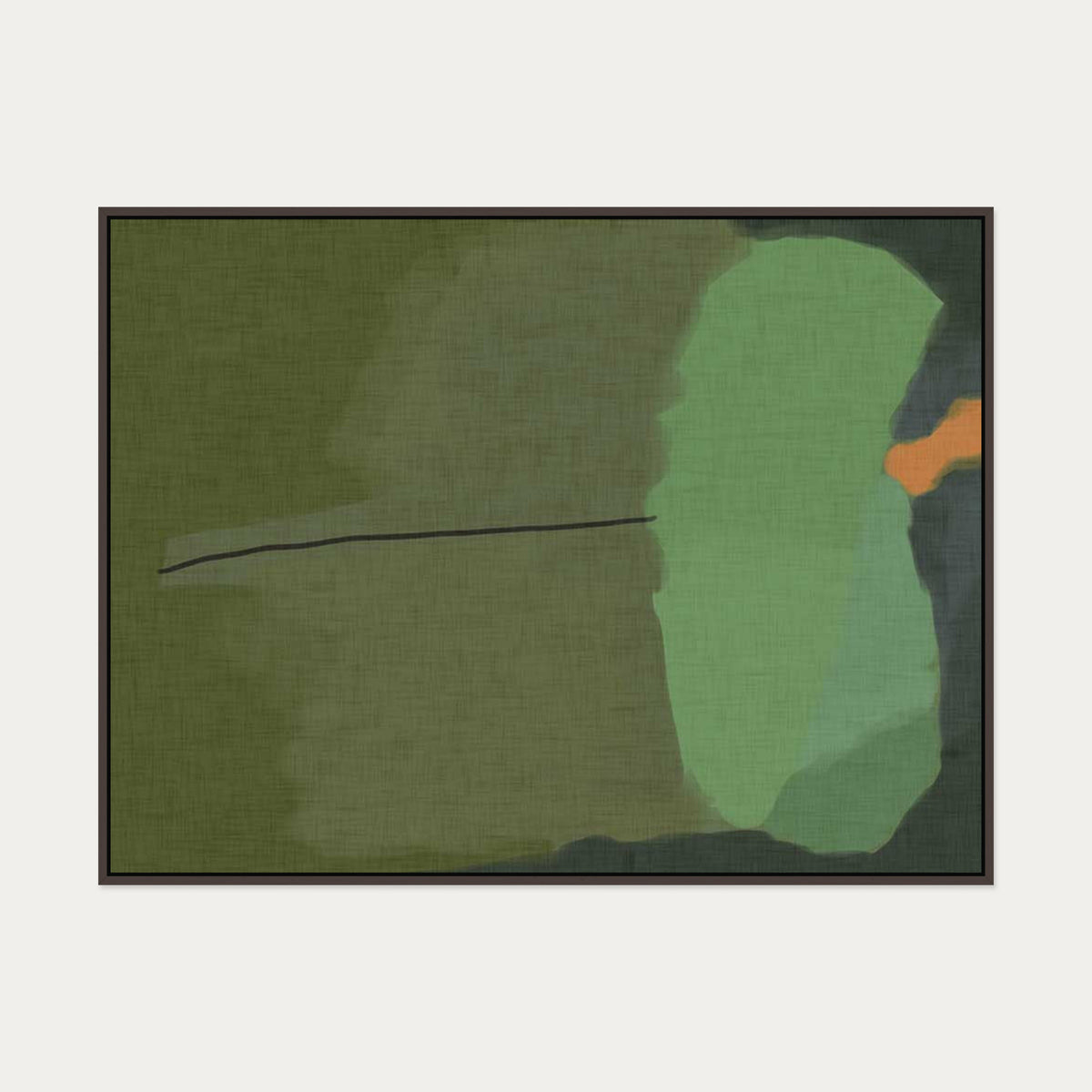 Rothko Green Canvas Art — 90 x 120 cm — Brown Frame