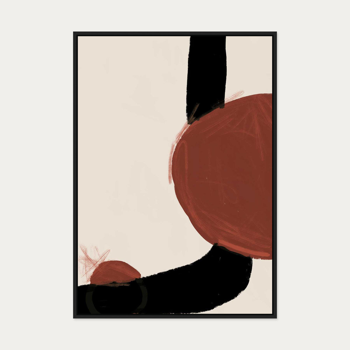 Rusty Red Marks Canvas Art — 70 x 100 cm — Black Frame