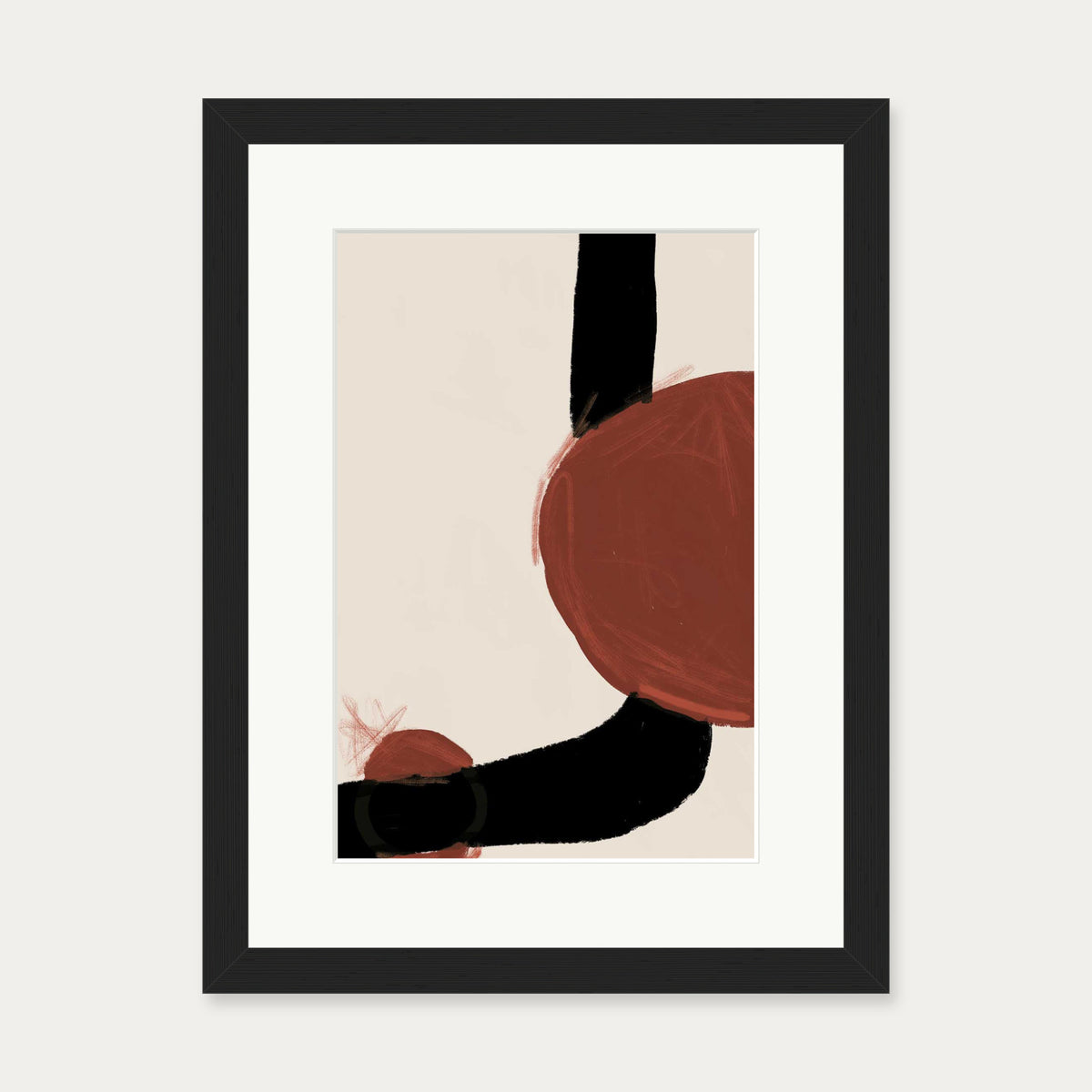 Rusty Red Marks Art Print — 30 x 40 cm — Black Frame