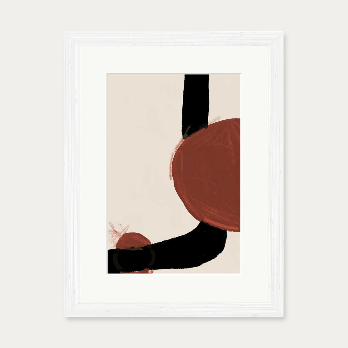 Rusty Red Marks Art Print — 30 x 40 cm — White Frame