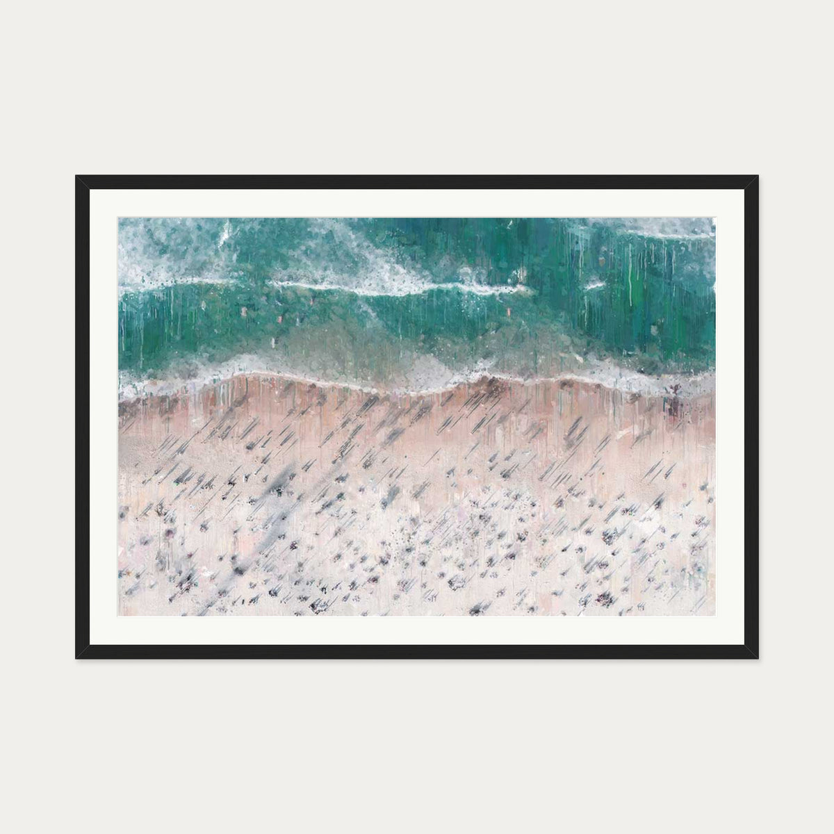 Sandy Beach Shore Landscape Art Print — 70 x 100 cm — Black Frame