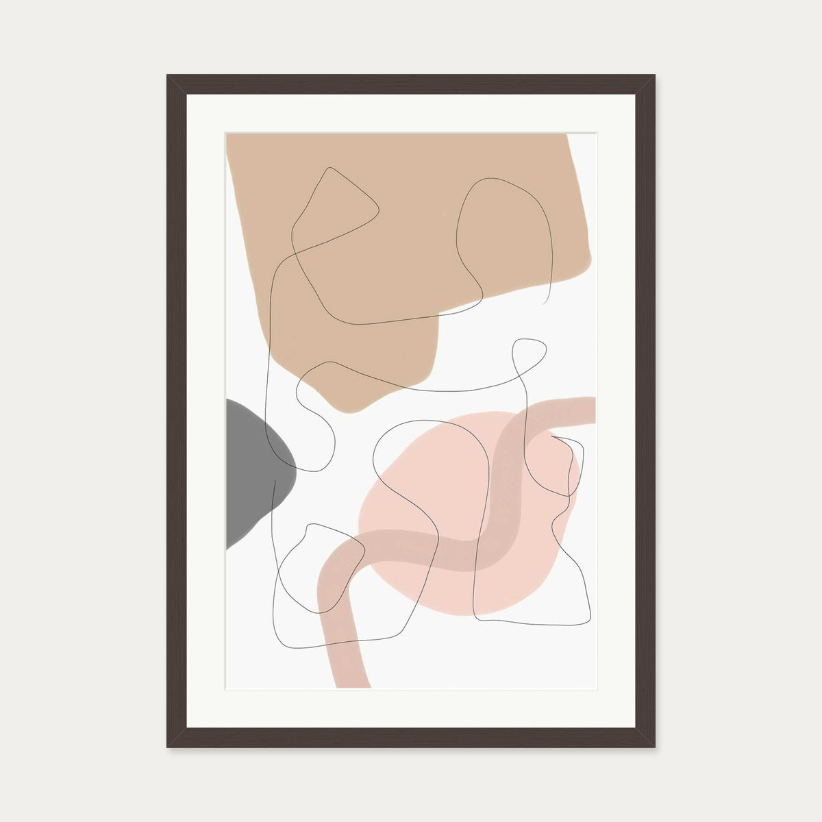 Scandi Shapes 2 Art Print — 50 x 70 cm — Brown Frame