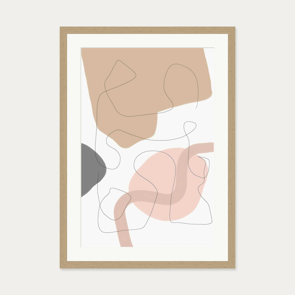 Scandi Shapes 2 Art Print — 50 x 70 cm — Oak Frame