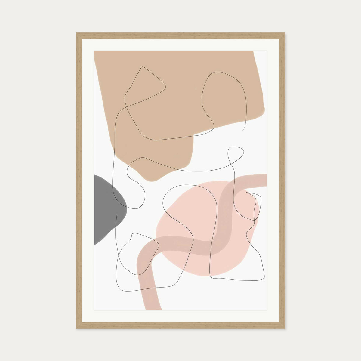 Scandi Shapes 2 Art Print — 70 x 100 cm — Oak Frame