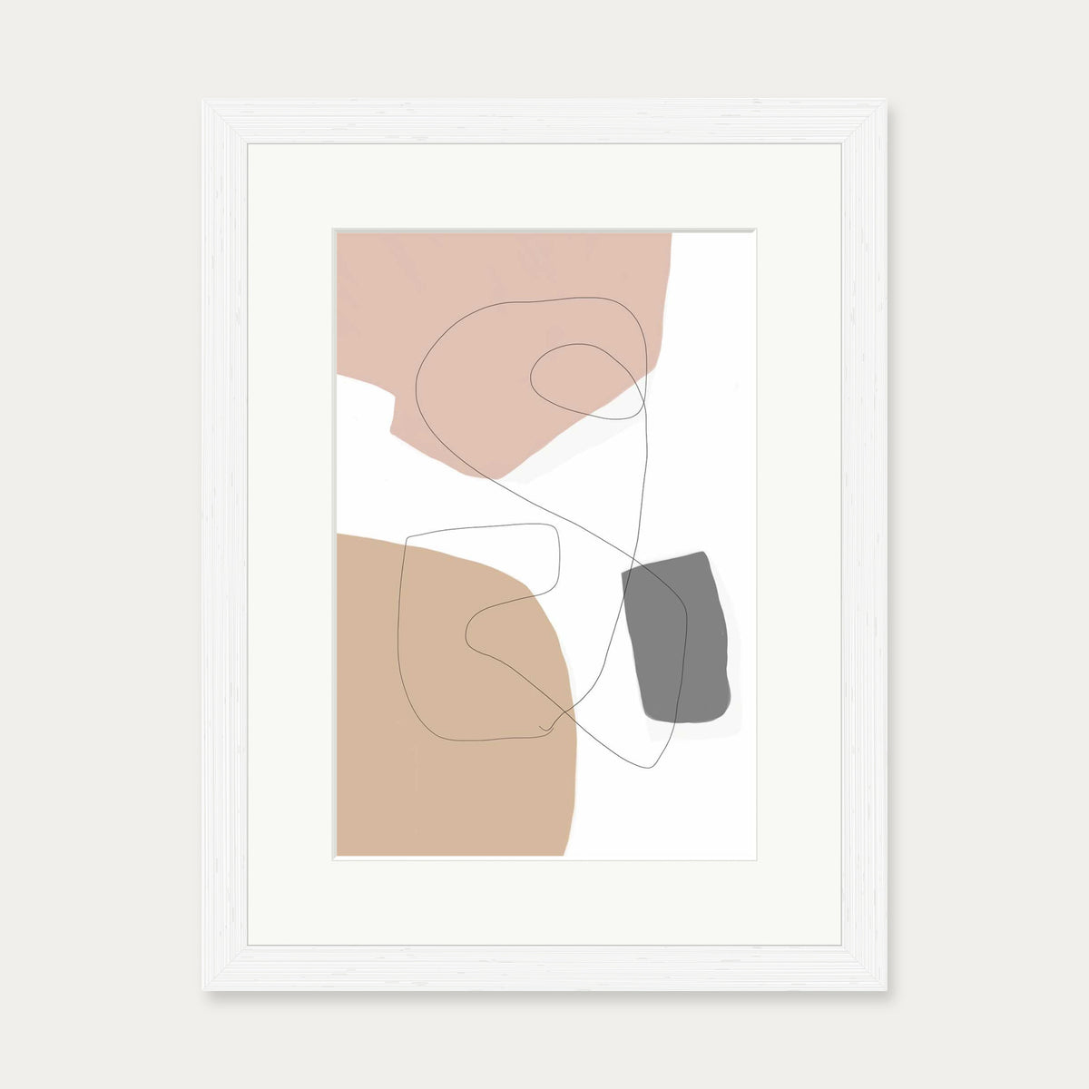 Scandi Shapes With Lines 2 Art Print — 30 x 40 cm — White Frame