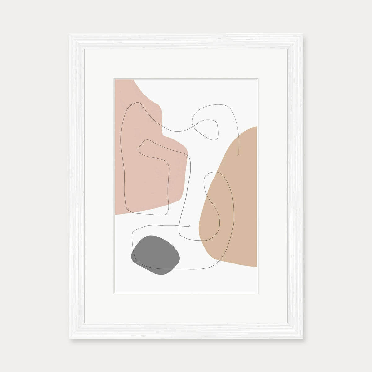 Scandi Shapes With Lines Art Print — 30 x 40 cm — White Frame