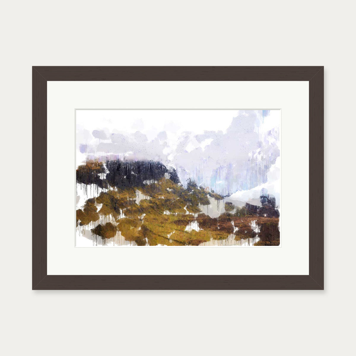 Scottish Highlands Impressionist Art Print — 30 x 40 cm — Brown Frame