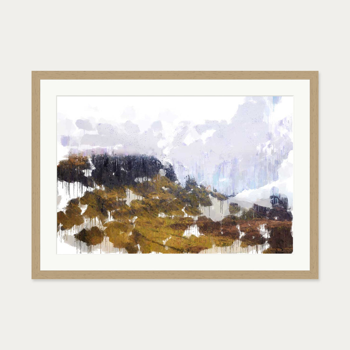 Scottish Highlands Impressionist Art Print — 50 x 70 cm — Oak Frame