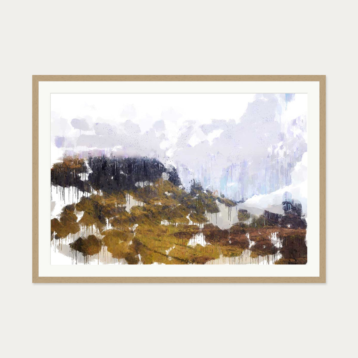 Scottish Highlands Impressionist Art Print — 70 x 100 cm — Oak Frame