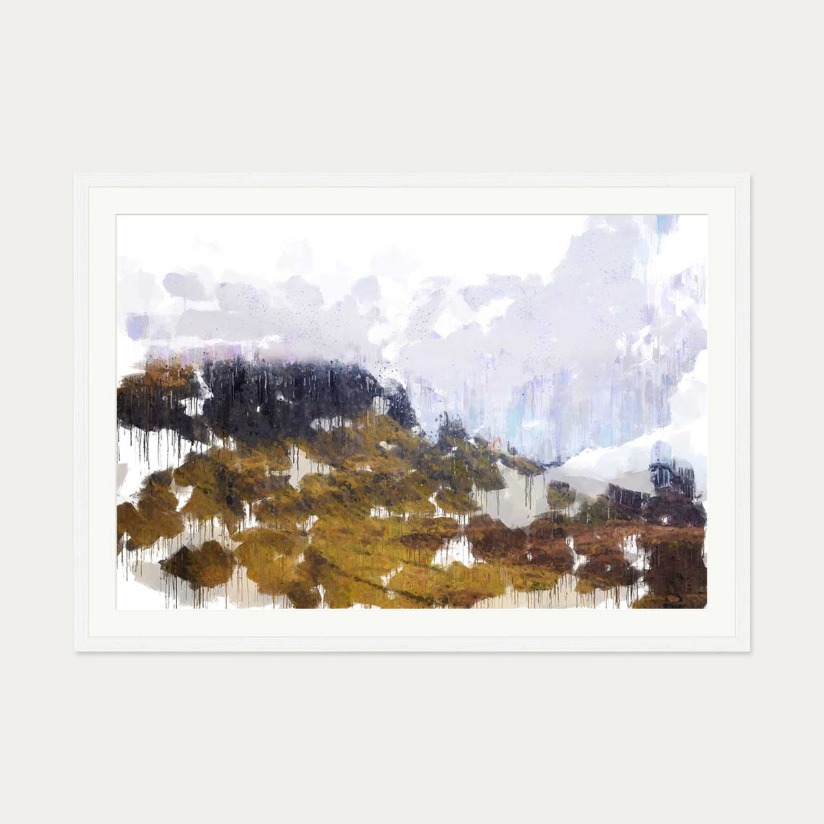 Scottish Highlands Impressionist Art Print — 70 x 100 cm — White Frame