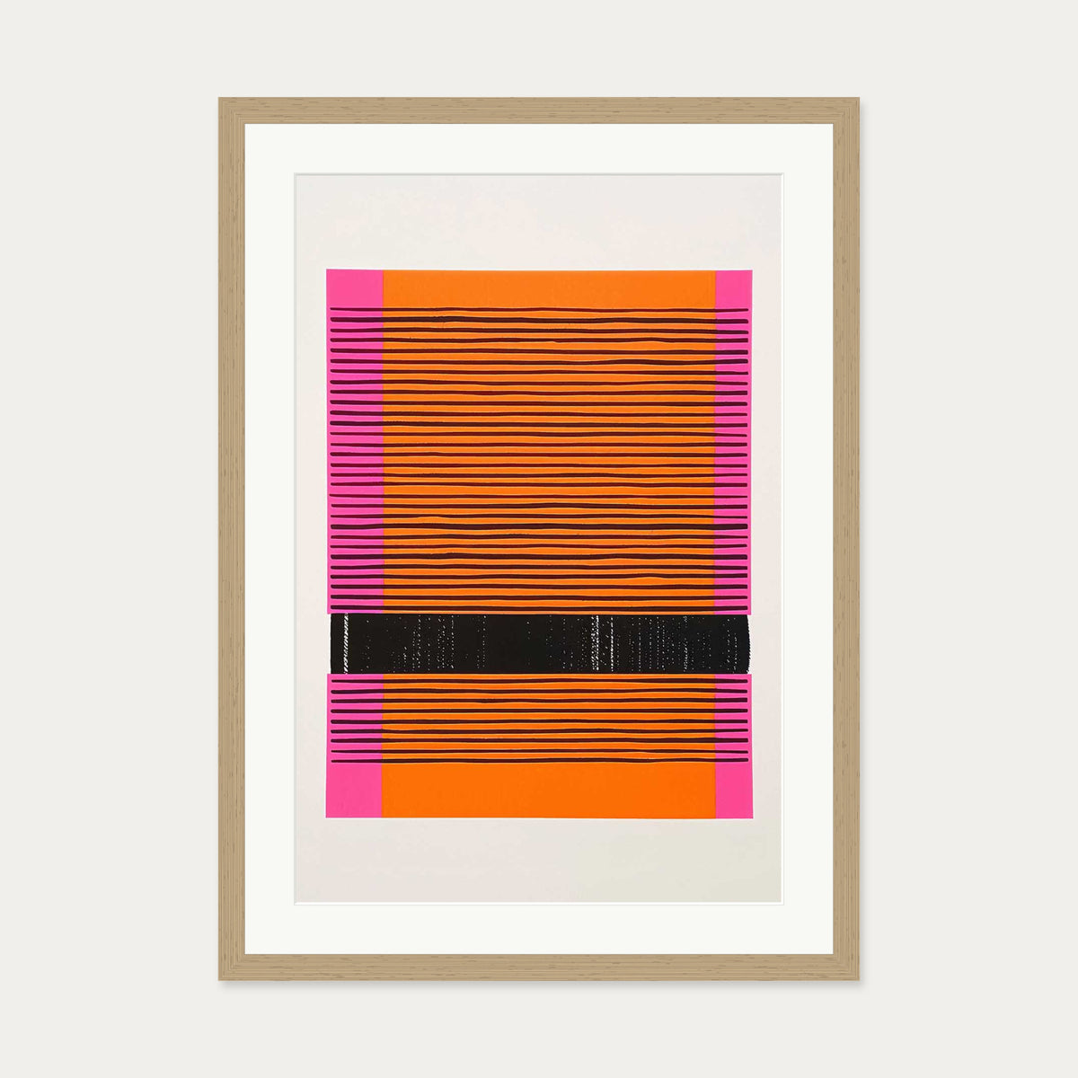 Screenprint Red Art Print — 50 x 70 cm — Oak Frame