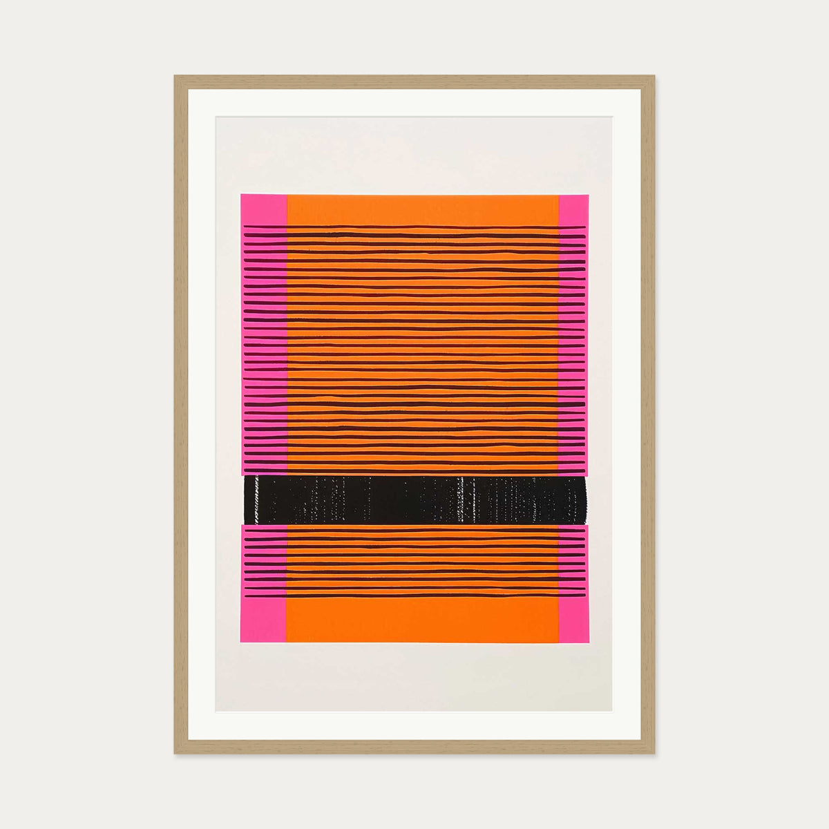 Screenprint Red Art Print — 70 x 100 cm — Oak Frame